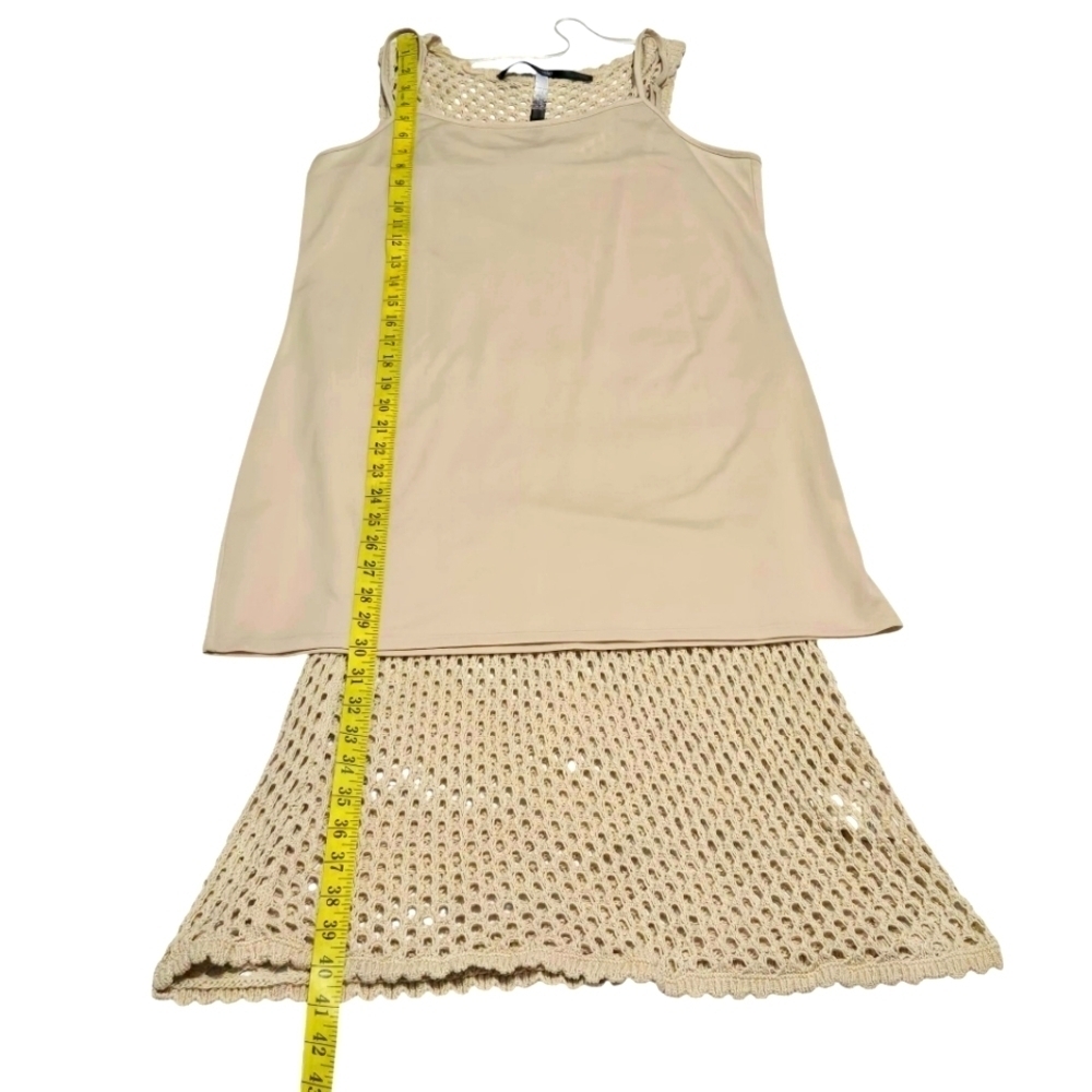 Kensi Lined Cream Crochet Sleeveless Summer Midi Dress Size Medium - Picture 5 of 11